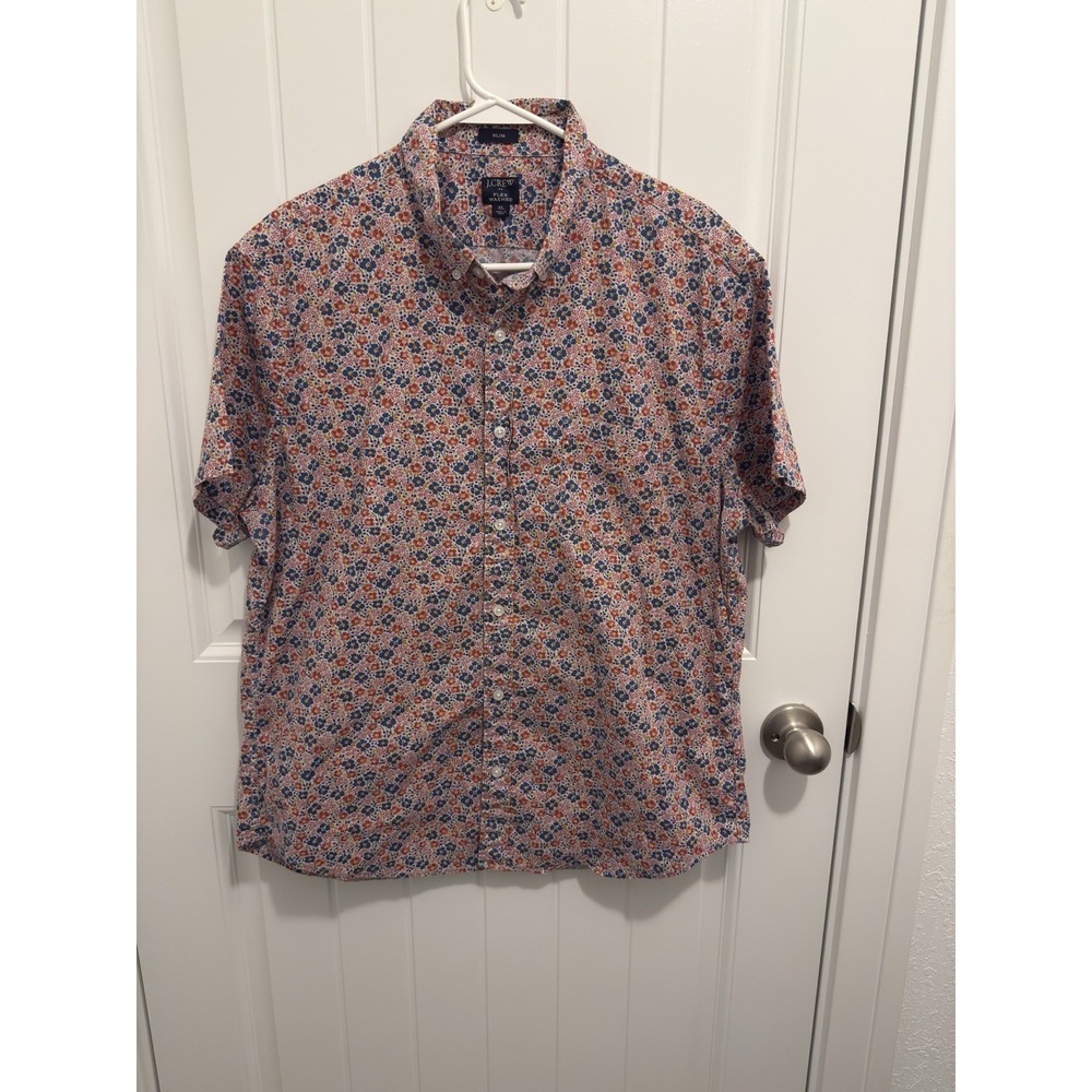 J.Crew Men's Pink/Blue Floral Slim Fit Button Up Shirt Size XL